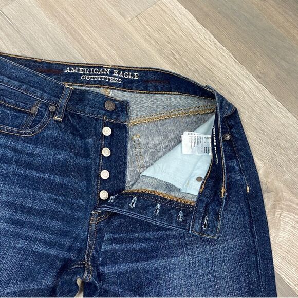 American Eagle Outfitters Vintage Hi Rise Button Fly Crop Jeans Blue 8 - Picture 7 of 13